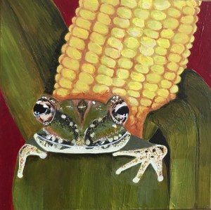 "The Corn Victim," acrylic. 4" x 4". 